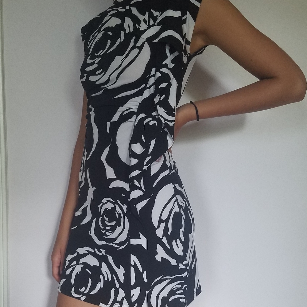 Black and white mini dress